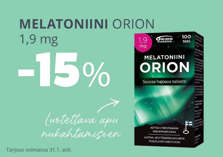 Tammikuun tarjous | Orion-melatoniinit 1,9 mg -15 %