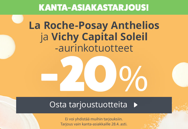 Varaslähtö aurinkoon | La Roche-Posay ja Vichy -aurinkotuotteet -20 %