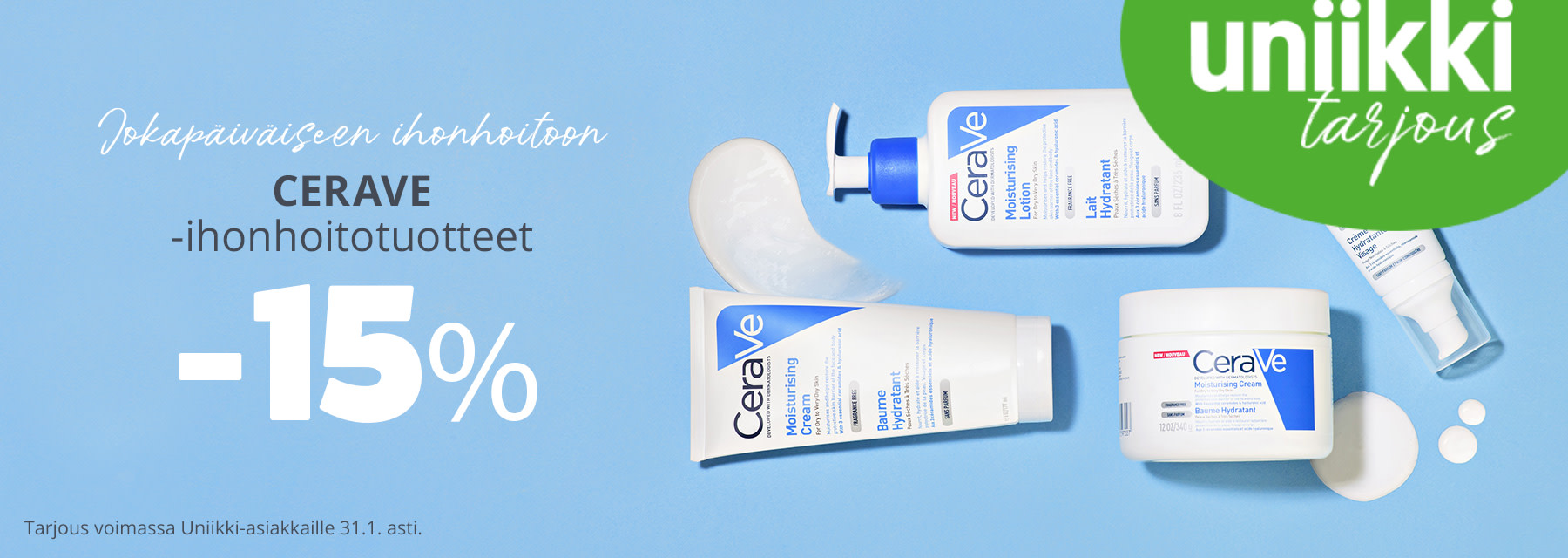 Uniikki-tarjous | CeraVe-ihonhoitotuotteet -15 %
