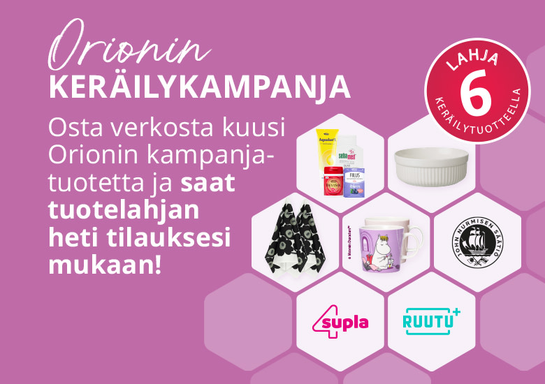 Orionin keräilykampanja | Osta kuusi Orionin keräilytuotetta ja kerää lahjoja!