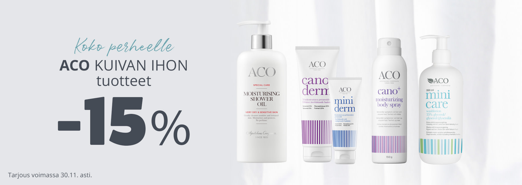 Marraskuun tarjous | ACO kuivan ihon tuotteet -15 %