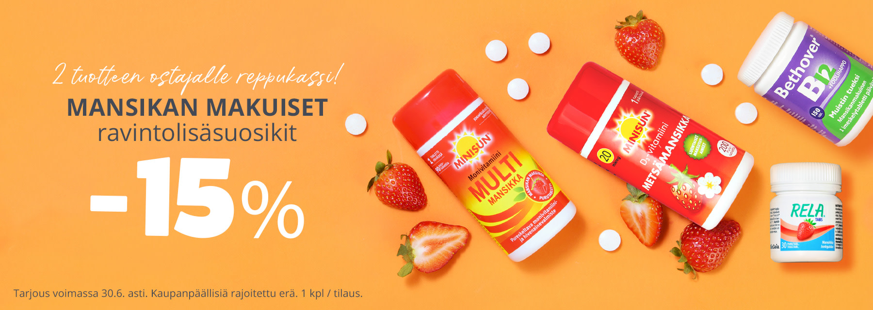 Kesäkuun tarjous | Vermanin mansikan makuiset ravintolisäsuosikit -15 %