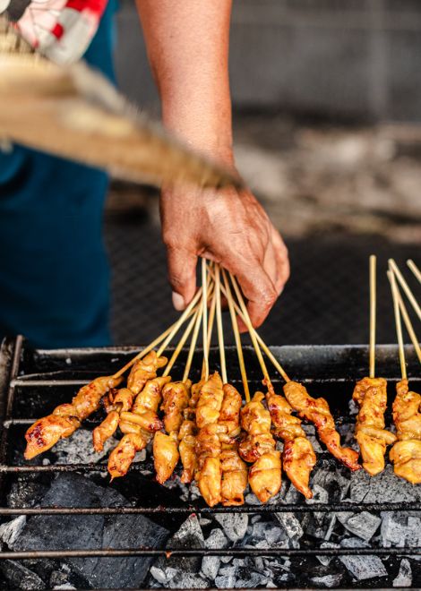 Grilled Penang satay cooked over charcoal