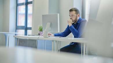 Man looking at a computer screen