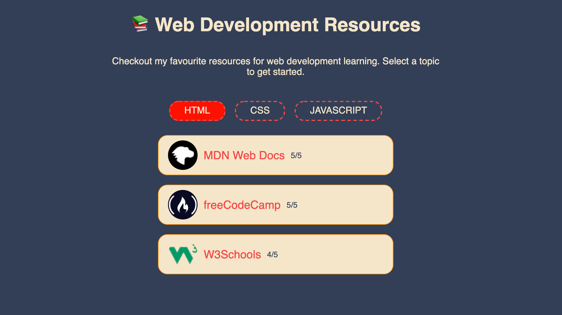 Web Development Resources App