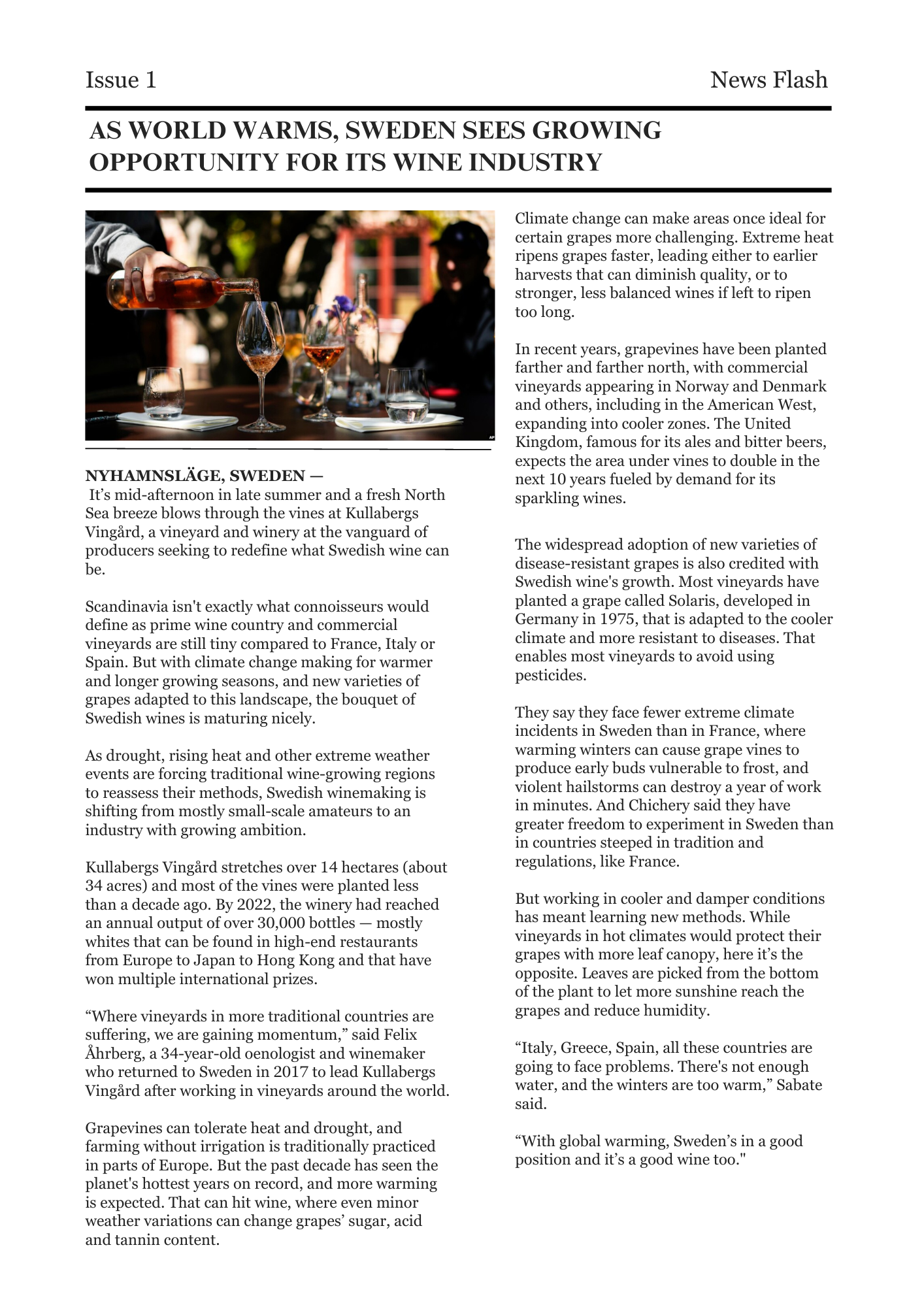 As World Warms, Sweden Sees Growing Opportunity for Its Wine Industry