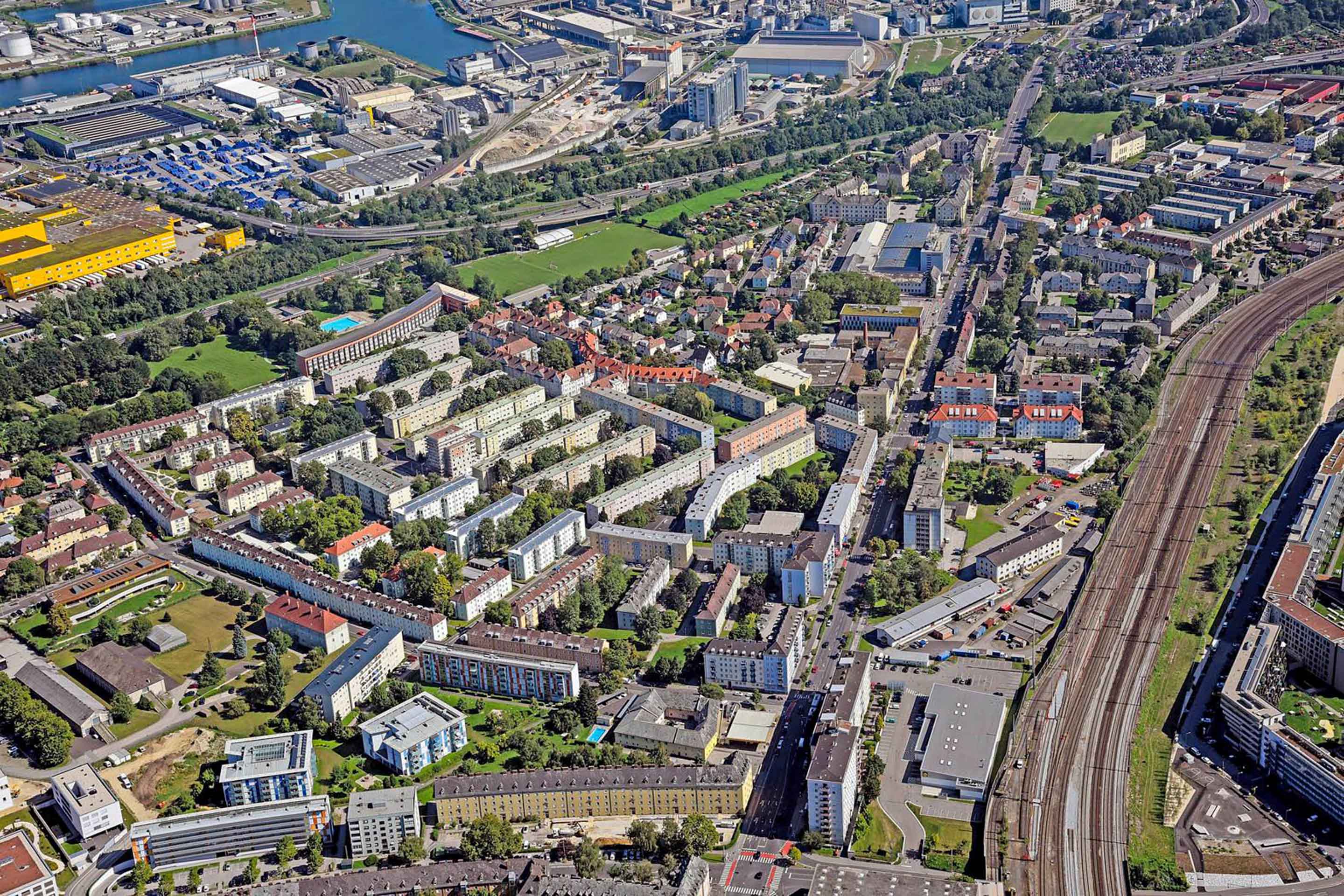 Foto: Luftaufnahme Frankviertel in Linz