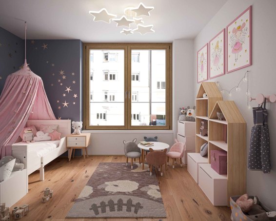 Photo: Visualization children's bedroom in the project MIO in Innsbruck.