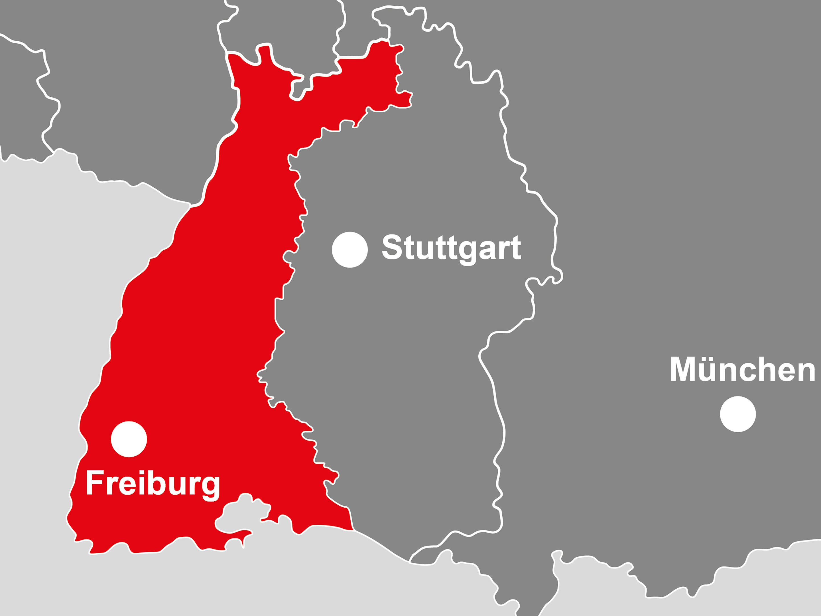 Bild: geografische Karte vom Einzugsgebiet des SRE-Bereichs Freiburg