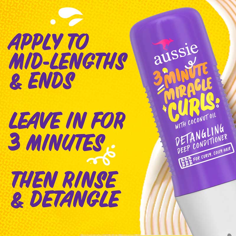 Apply for 3 minutes, leave in for 3 minutes, rinse and detangle