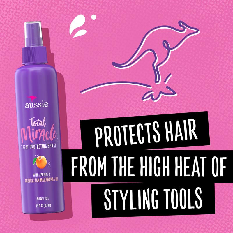 Total Miracle Heat Protecting Spray PROTECTS HAIR FROM THE HIGH HEAT OF STYLING TOOLS