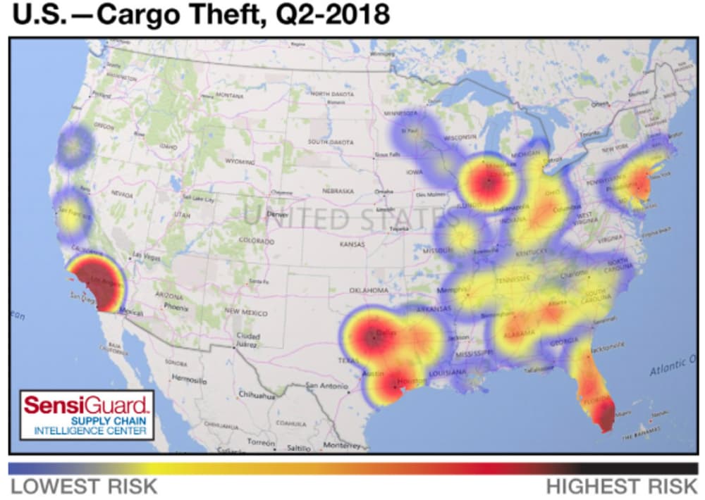 Sensiguard heatmap for cargo theft