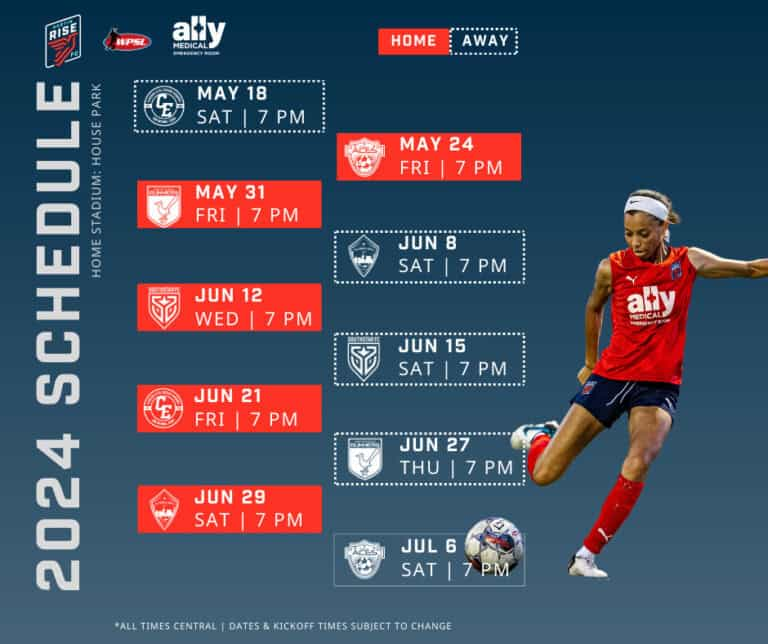 Rise FC’s 2024 Schedule