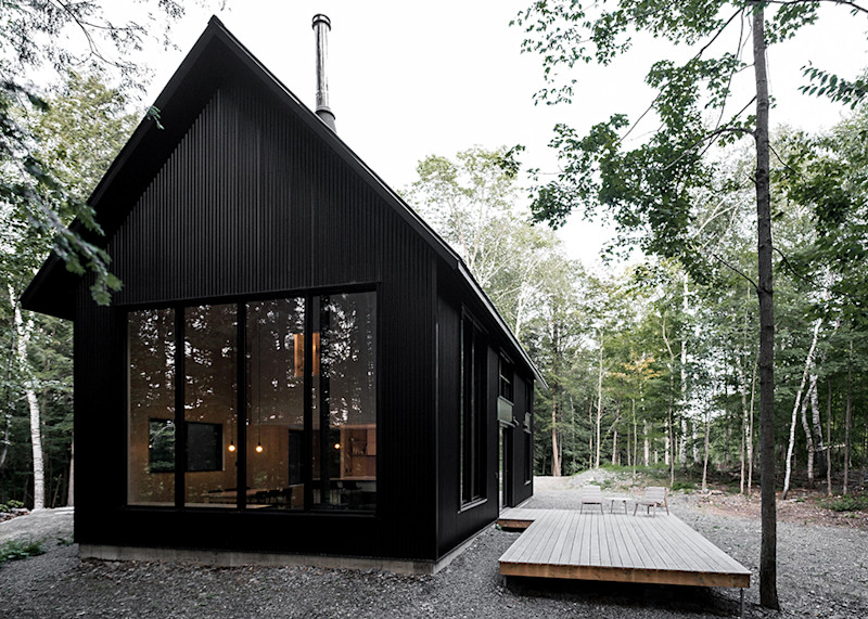 An All Black Modern Cabin Hidden Deep in Quebec