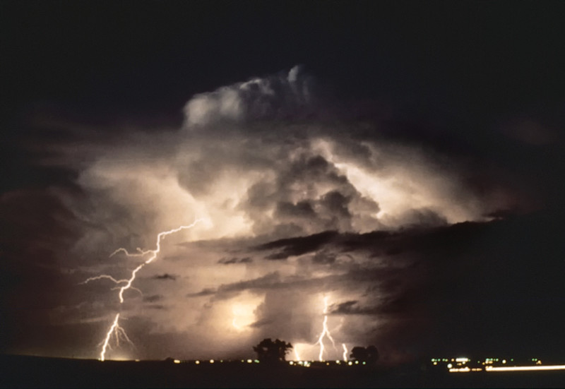 Kelly Delay's first lightning shot of a supercell, 1982