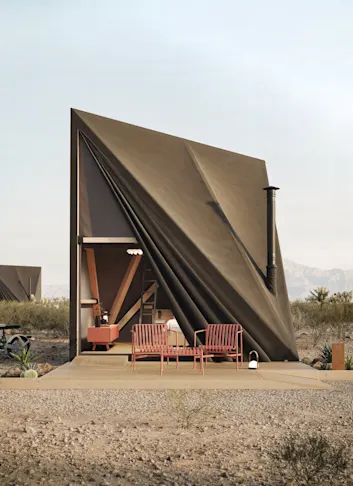 Nokken Softshell Blends Luxe Glamping Style with A-frame Cabin Comforts