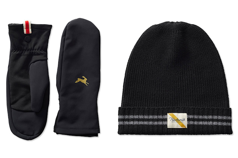 Tracksmith NDO Mittens ($48) and Varsity Runners Cap ($38)