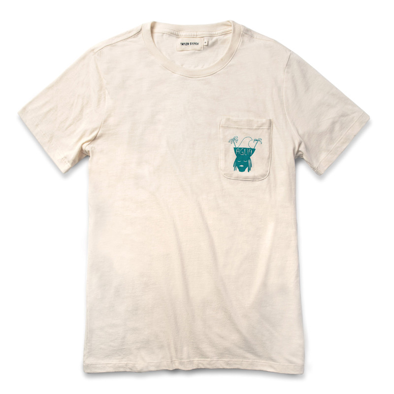 Heavy Bag Tee in Agua Print, $38
