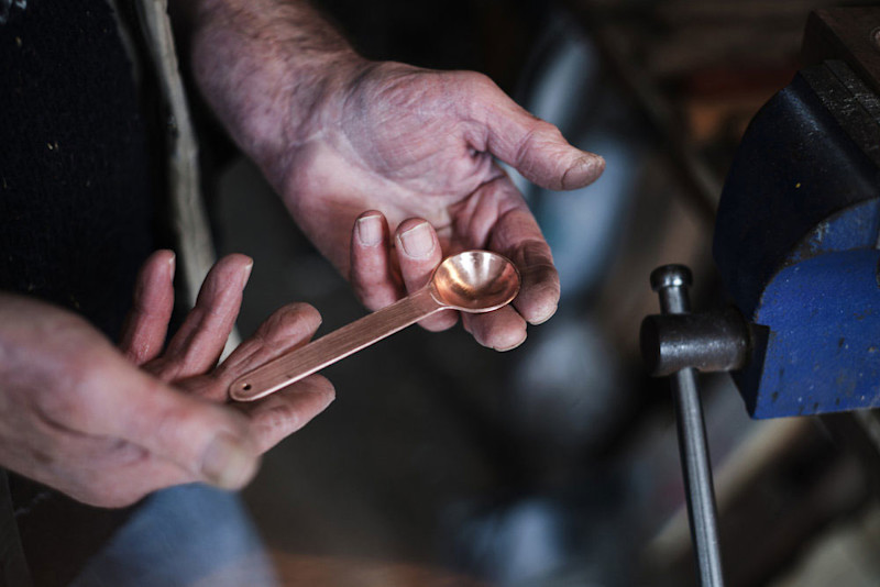 Copper Camping Spoon in process, image courtesy Misc. Adv.