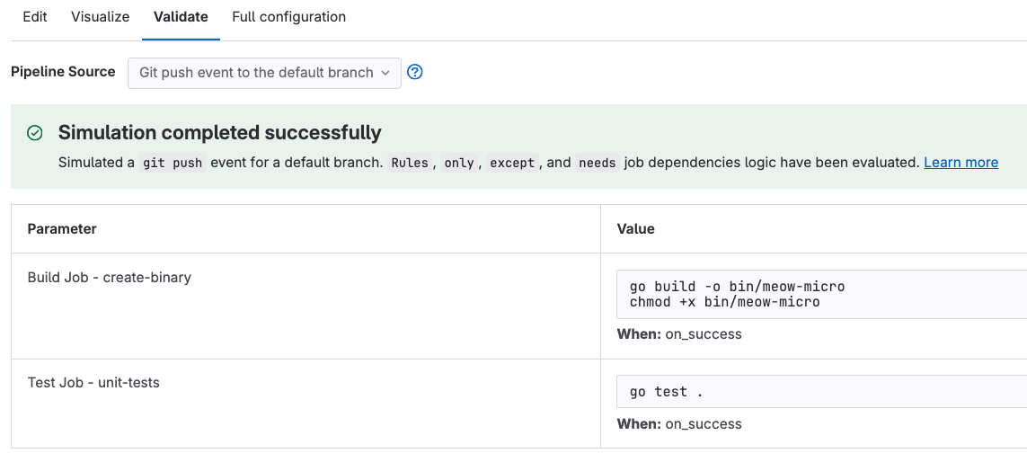 Pipeline syntax validation