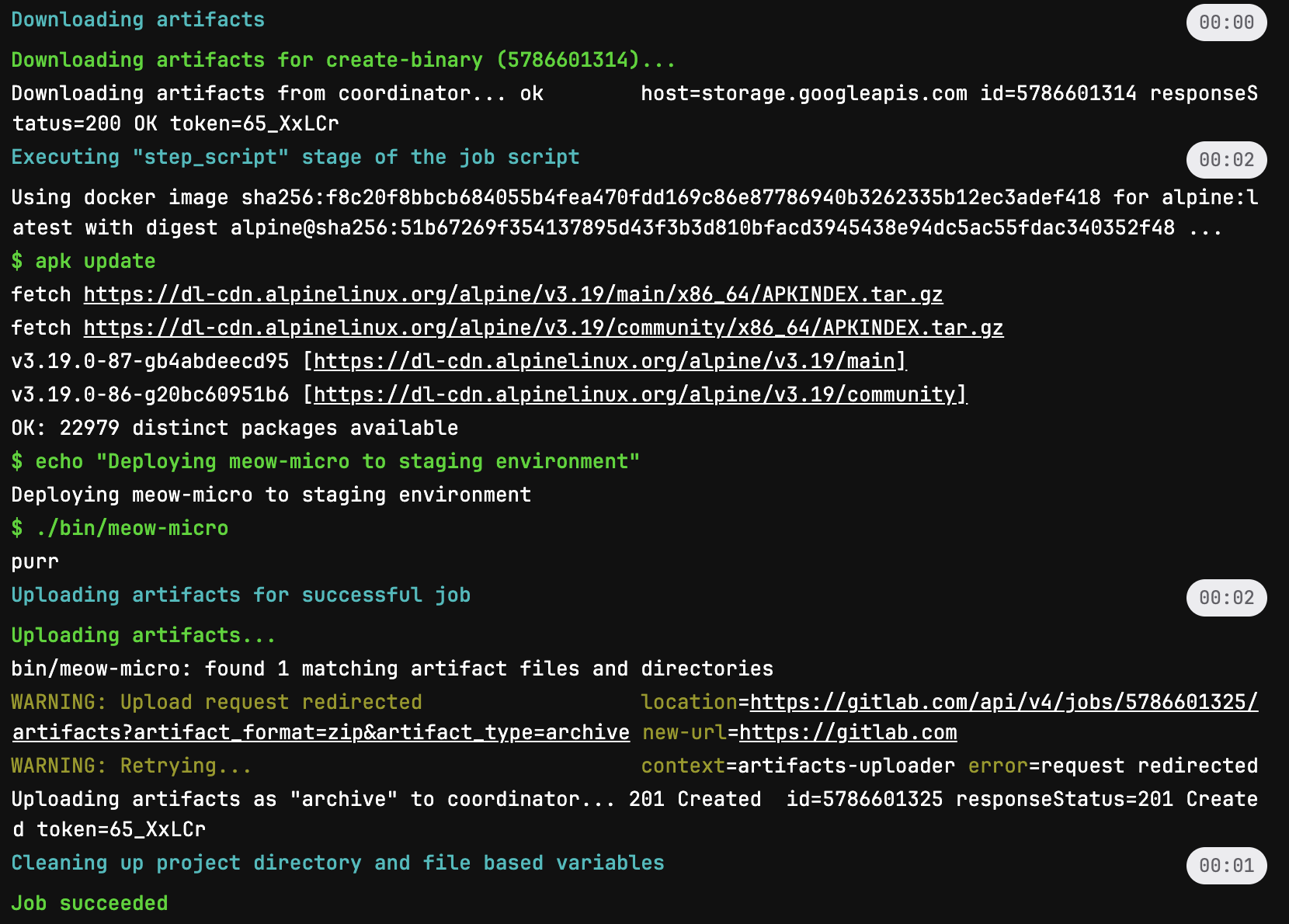 staging-deploy job output