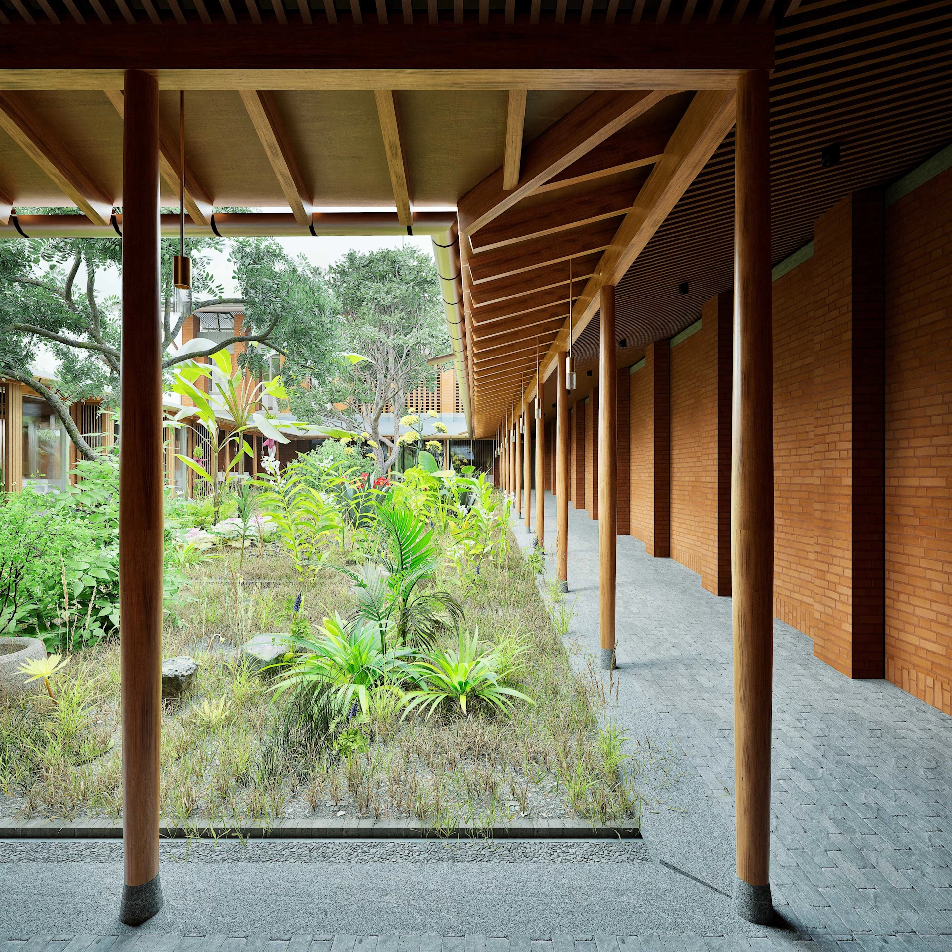 Per costruire un futuro verde Una visualizzazione dell'ambasciata in Camerun, costruita con il sostituto del cemento Oxara