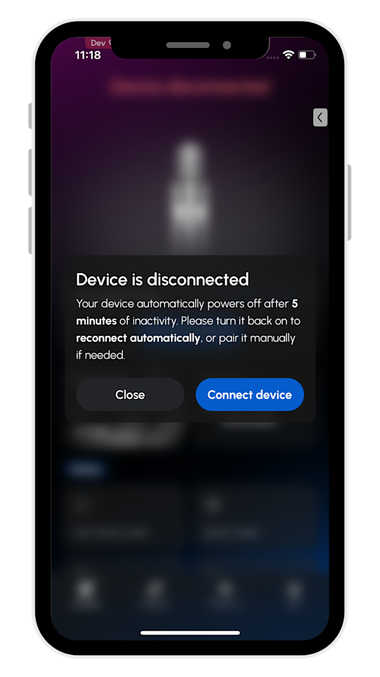 tap connect device to reconnect