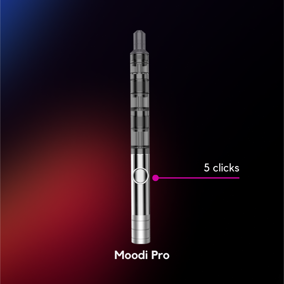 5 clicks to turn on Moodi Pro