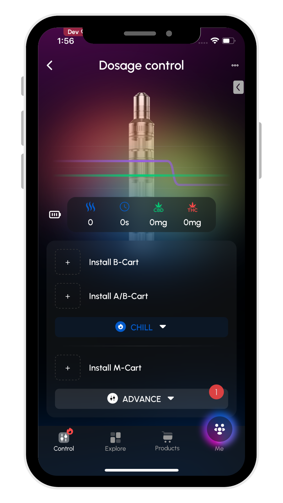 Select cartridge in Dosage Control