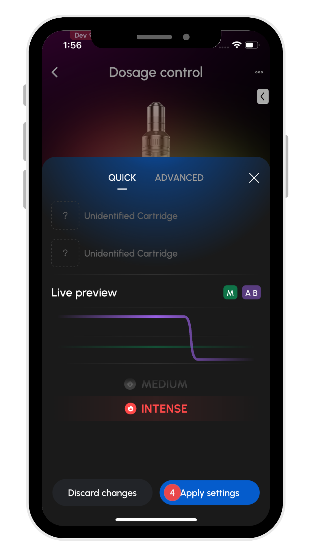 Choose heat level in Dosage Control