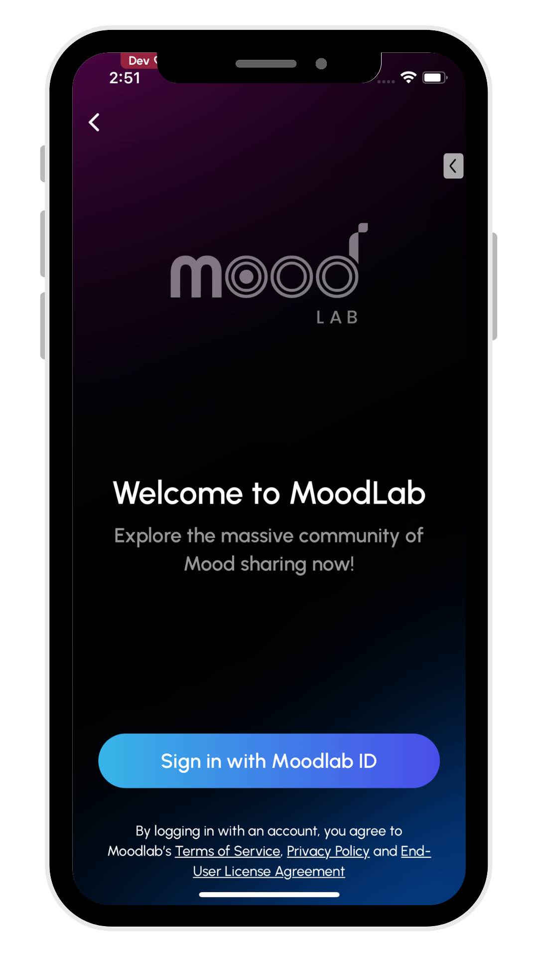 Log in your MoodLab account