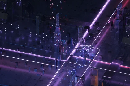Neon lights over a futuristic city