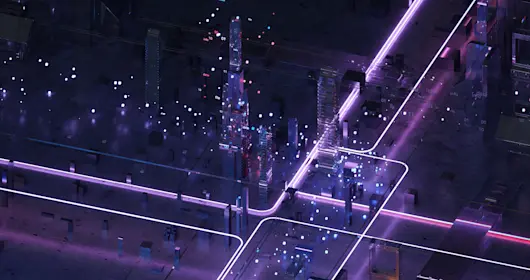 Neon lights over a futuristic city
