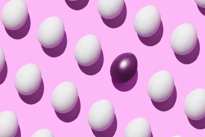 粉红色背景上的紫色动物蛋