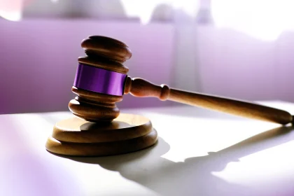 Close-up photo of a gavel on a table