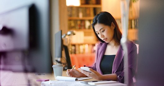 Woman working at table