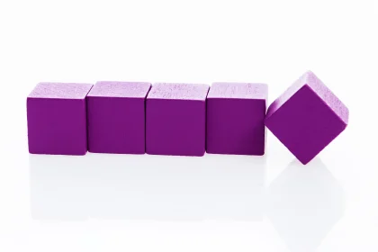 Wooden blocks in a row on white background