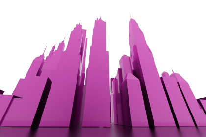 紫色城市场景的图形图像