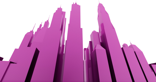 Graphic image of a purple city scene