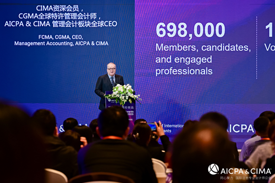 Andrew Harding, FCMA, CGMA, Chief Executive – Management Accounting at AICPA & CIMA giving his Keynote Speech