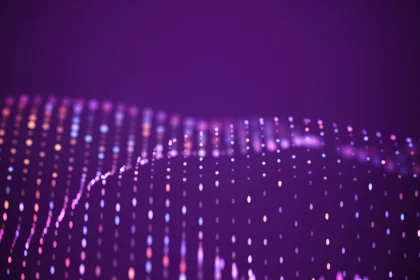 Purple digit landscape of multicolored lights