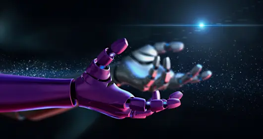 Computer generated image of outstretched robot arms