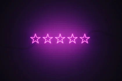 Purple neon five stars