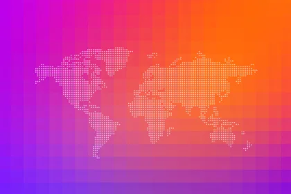 World map with purple background