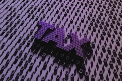Abstract image with the word tax written on it.