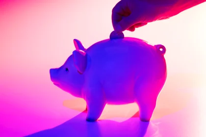 neon colored piggy bank