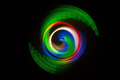 Peacock colored abstract circular light painting