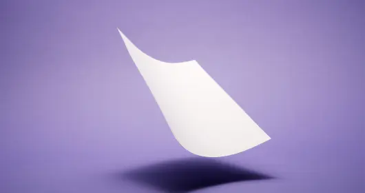 single sheet of paper falling