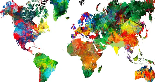 map highlighted in an assortment of colors