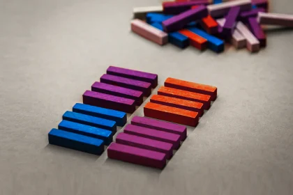 Colored blocks lined up symbolizing order from chaos